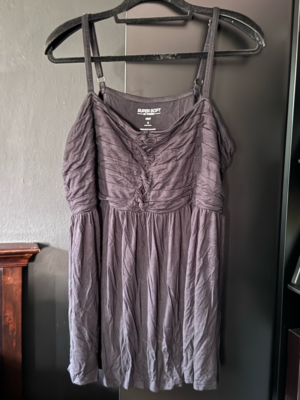 Torrid Super Soft Black Ruched Babydoll Tank Top Size 4